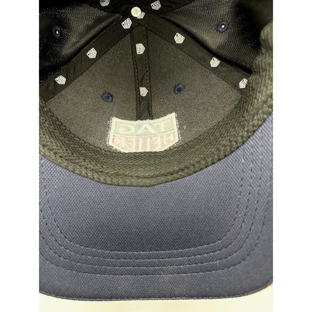 TAG Heuer Watch Logo Embroidered Navy Blue Orange Sandwich Brim Racing Hat Cap - Picture 5 of 6